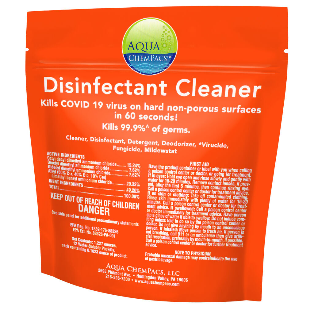 Aqua ChemPacs Disinfectant Red 1 x 12_PK x 2.90 grams + bottle_spray (9321111) - Right.jpg